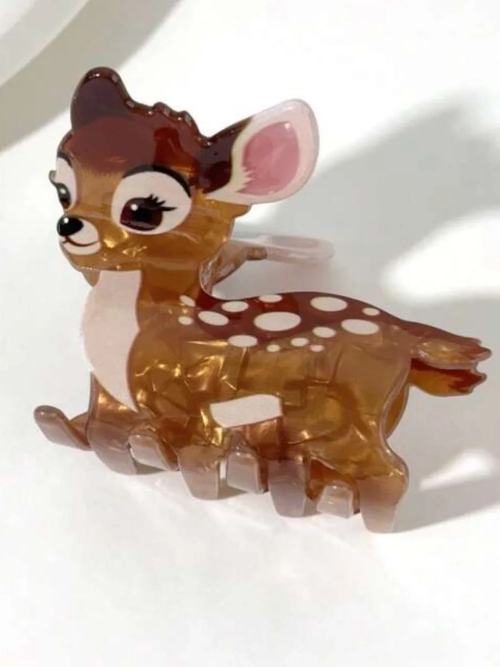 Cute Deer Acrylic Hair Clip - Brown & Pink Bambi